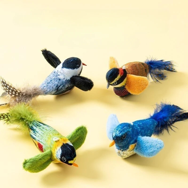 Indoor Interactive Cat Bird Teaser Toy With Realistic Bird Sounds