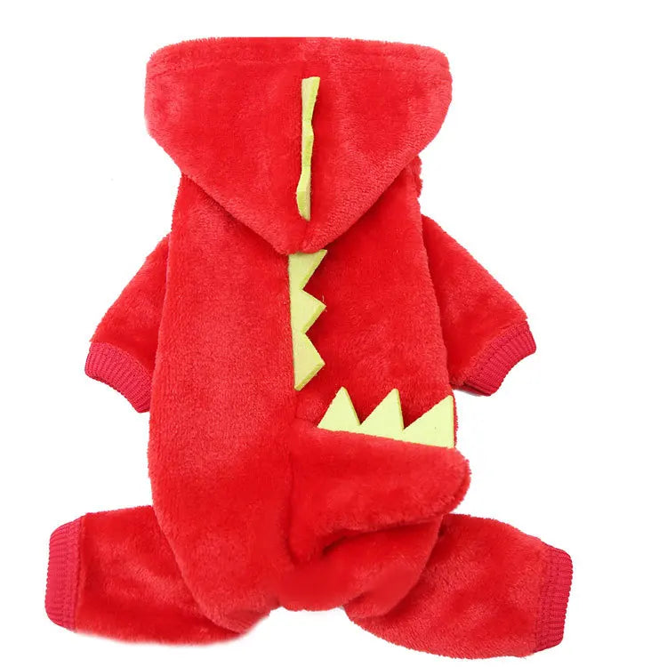 WANGMEOW Dinosaur Fleece Dog Jumpsuits Coat Hoodie Winter