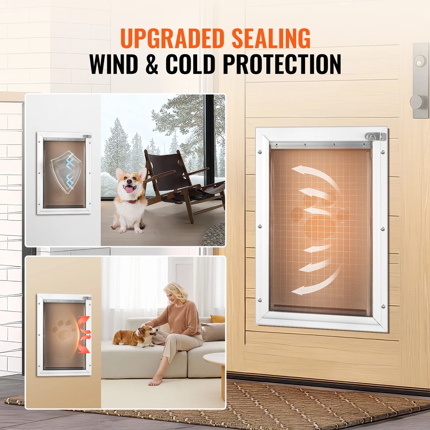 Dog Door Aluminum Frame Pet Door With Lockable Flap System