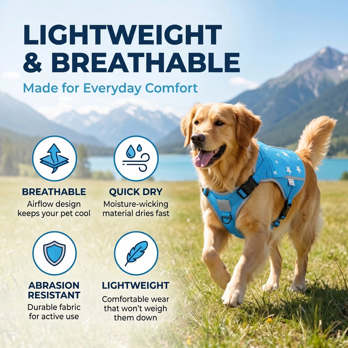 Dog Cooling Vest Harness for Outdoor Walking and Training
