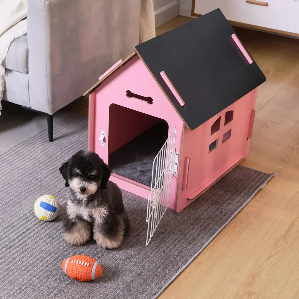 High-concerned Wooden Indoor Dog House For Pets With Roof