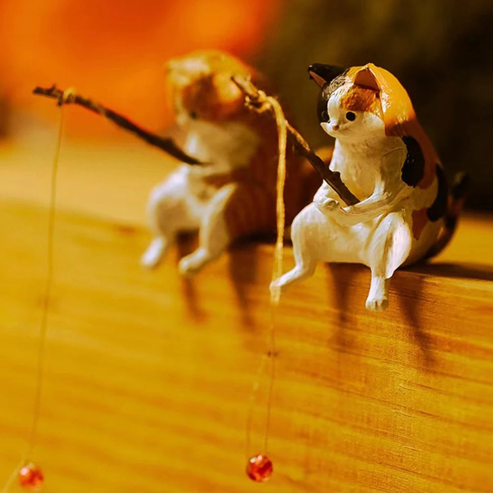 Alloet Kitten Fishing Ornament Cat Aquarium Landscape Decor