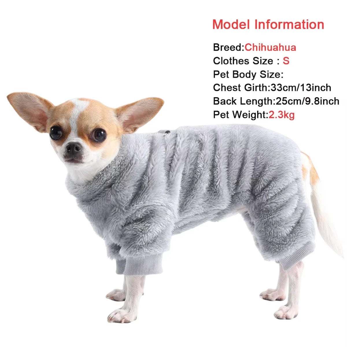 Winter Warm Flannel Dog Jumpsuit For Dogs And Cats