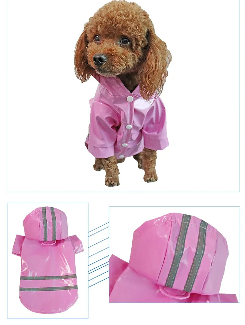 Waterproof Dog Raincoat With Hood PU Material For Dogs And Cats