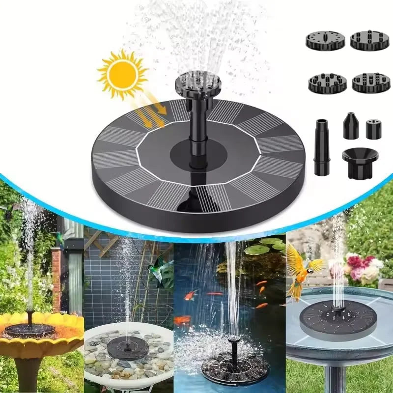Hignconcerned Solar Fountain Pump 8 Nozzles for Outdoor Pond