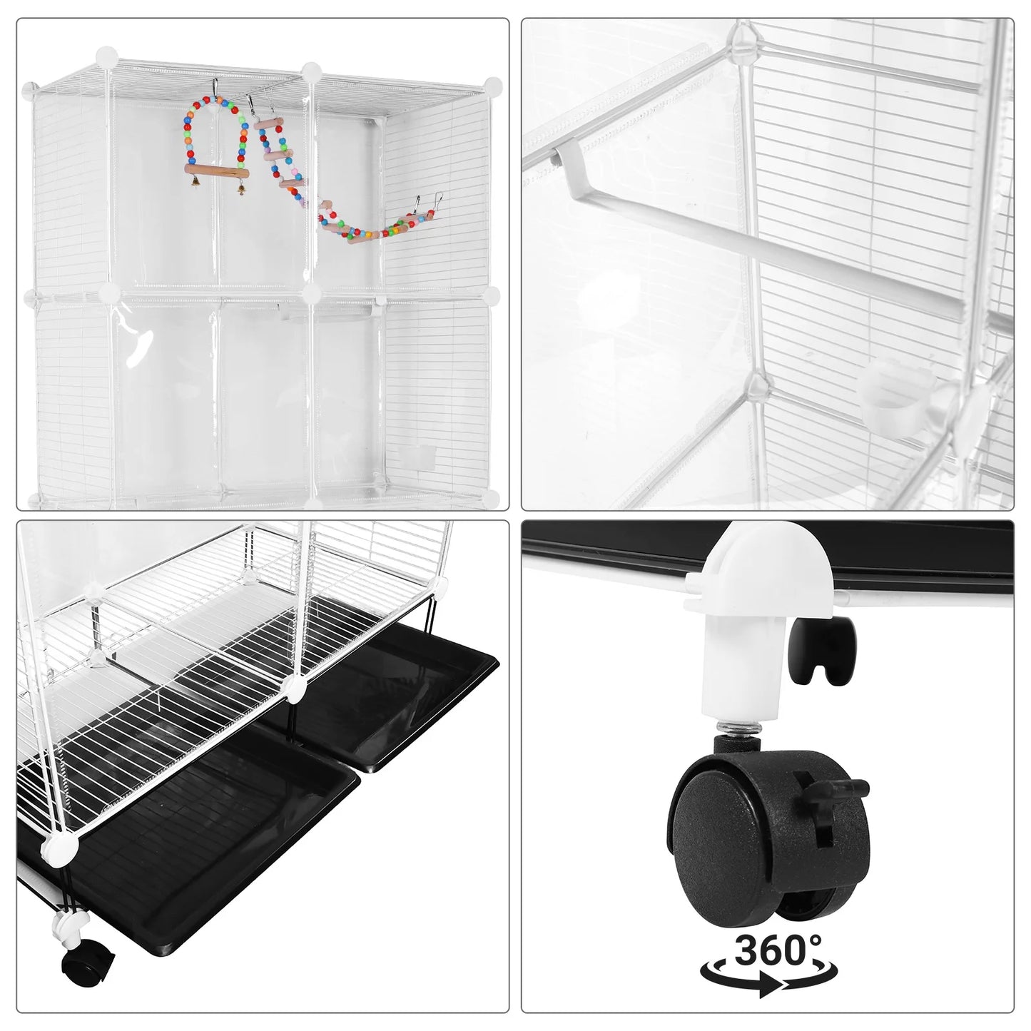 Large Bird Cage Multi Level Aviary With Removable Tray Parrot