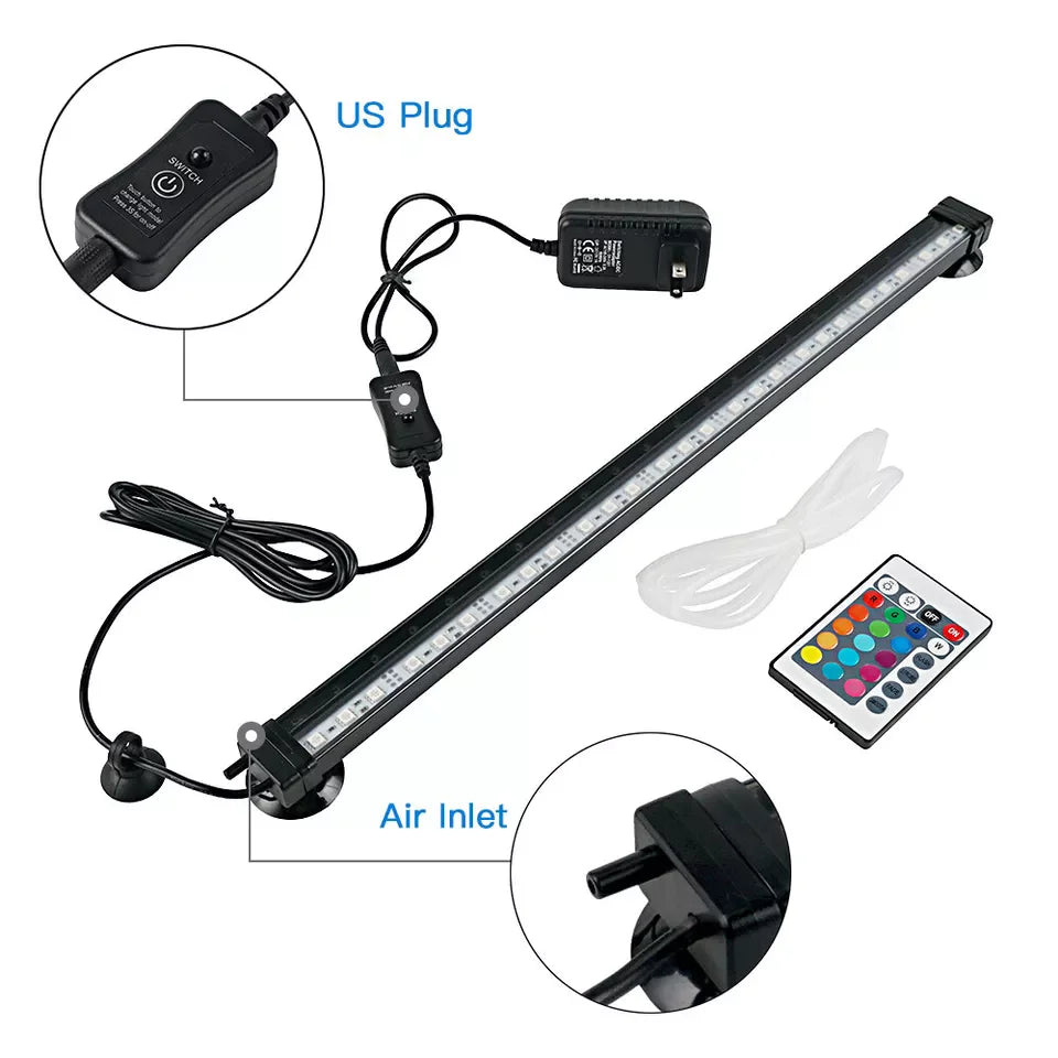 Bulb Aquarium Underwater RGB LED Light With Remote And Air Bubble Effect For Fish Tanks