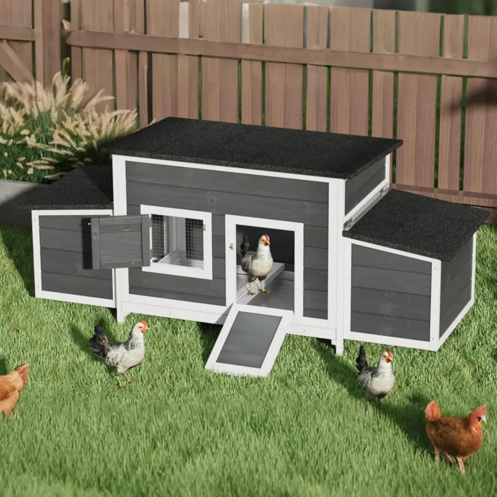 Solid Wood Chicken Coop For 4-6 Chickens Outdoor Run Pen