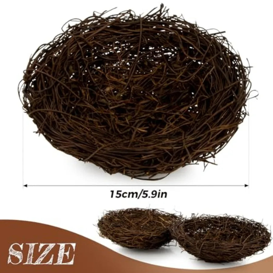 Handmade Rattan Bird Nests 2-Pack Easter Garden Decor