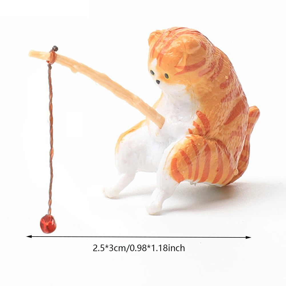 Alloet Kitten Fishing Ornament Cat Aquarium Landscape Decor