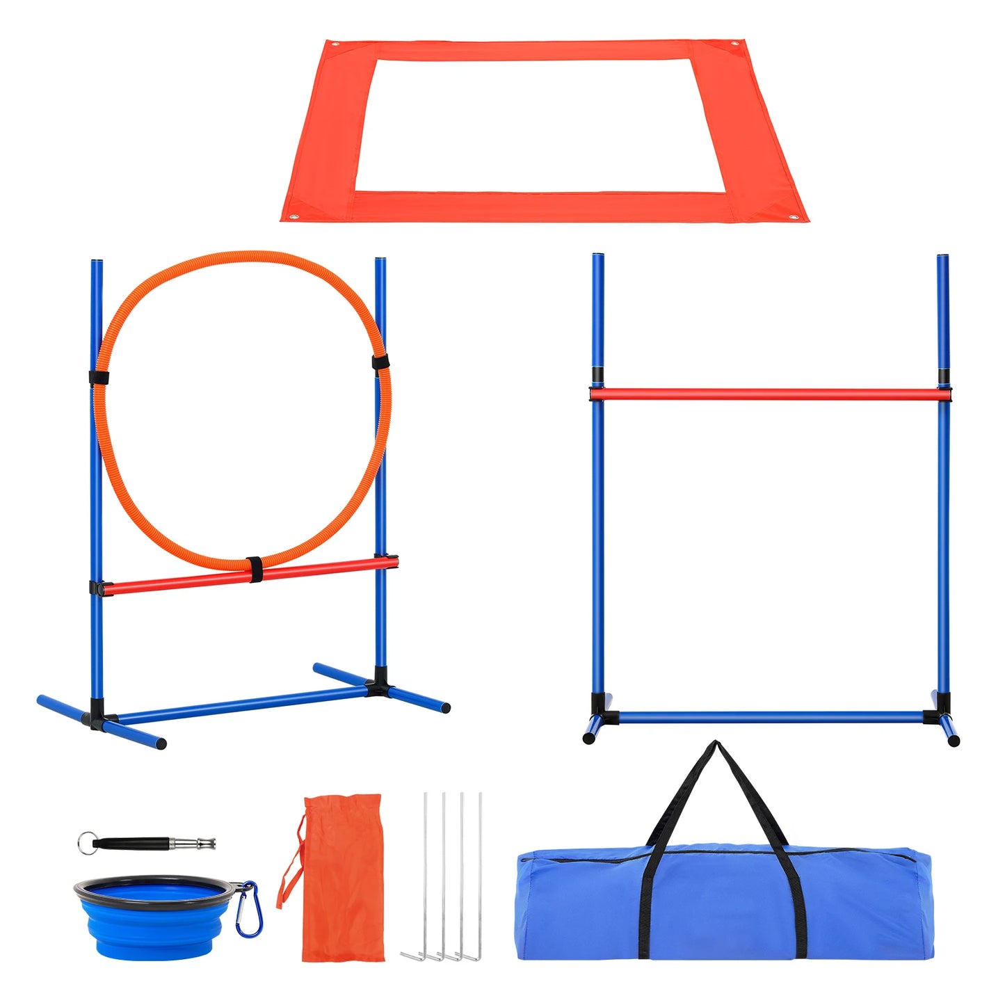 SucceBuy Dog Agility Training Equipment 4Piece Set With Adjustable Hurdles