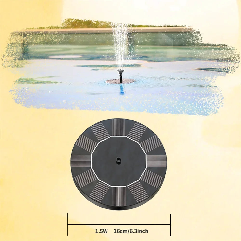 Outdoor Solar Fountain Pump With 6 Nozzles For Bird Bath