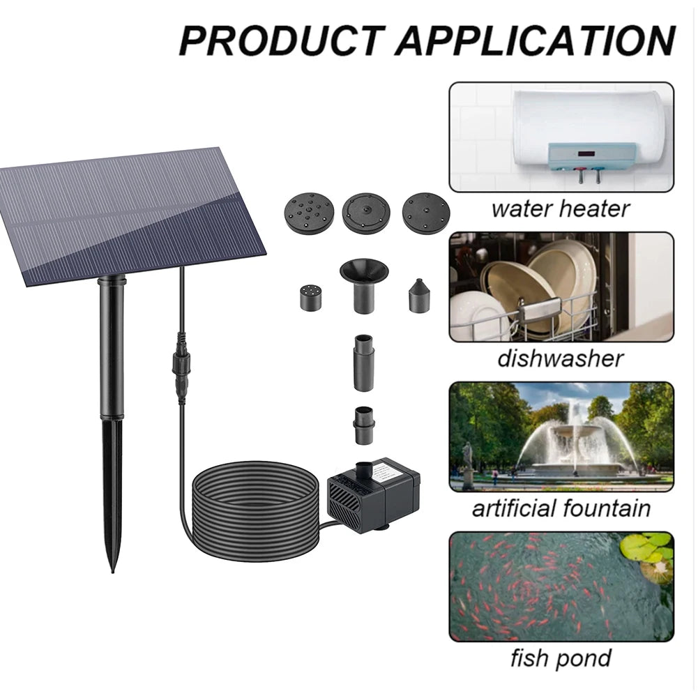 APWIKOGERH Solar Panel Aquarium Pump Kit Watering 180Lh