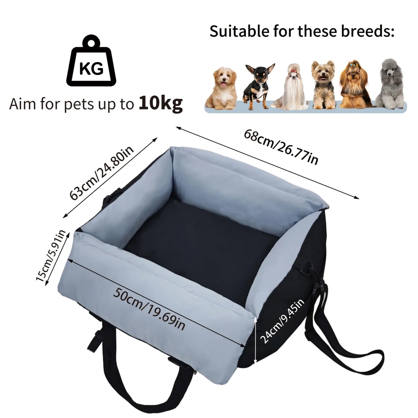 BINGOPAW Small Dog Car Seat Booster With Safety Belt