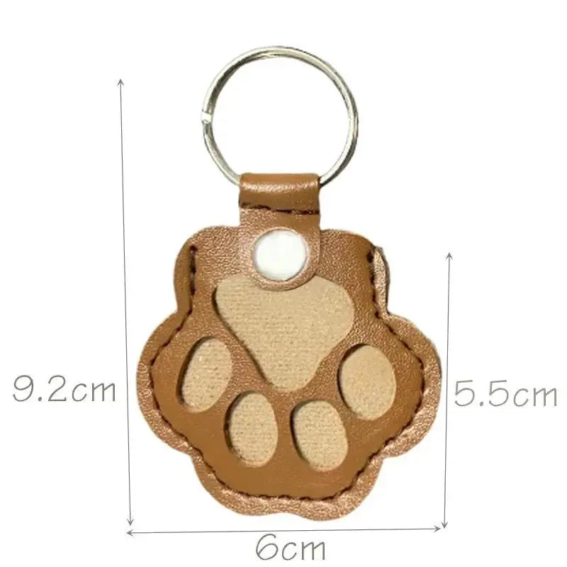 Leather Memorial Pet Hair Storage Keychain Cat Paw Charm