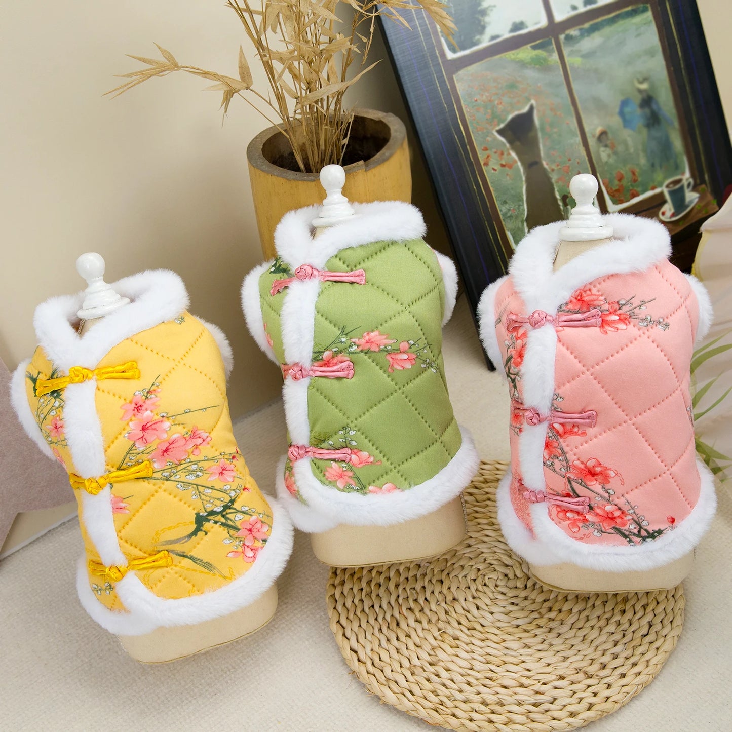 Chinese Style Tang Suit Dog Vest Warm Winter Costume