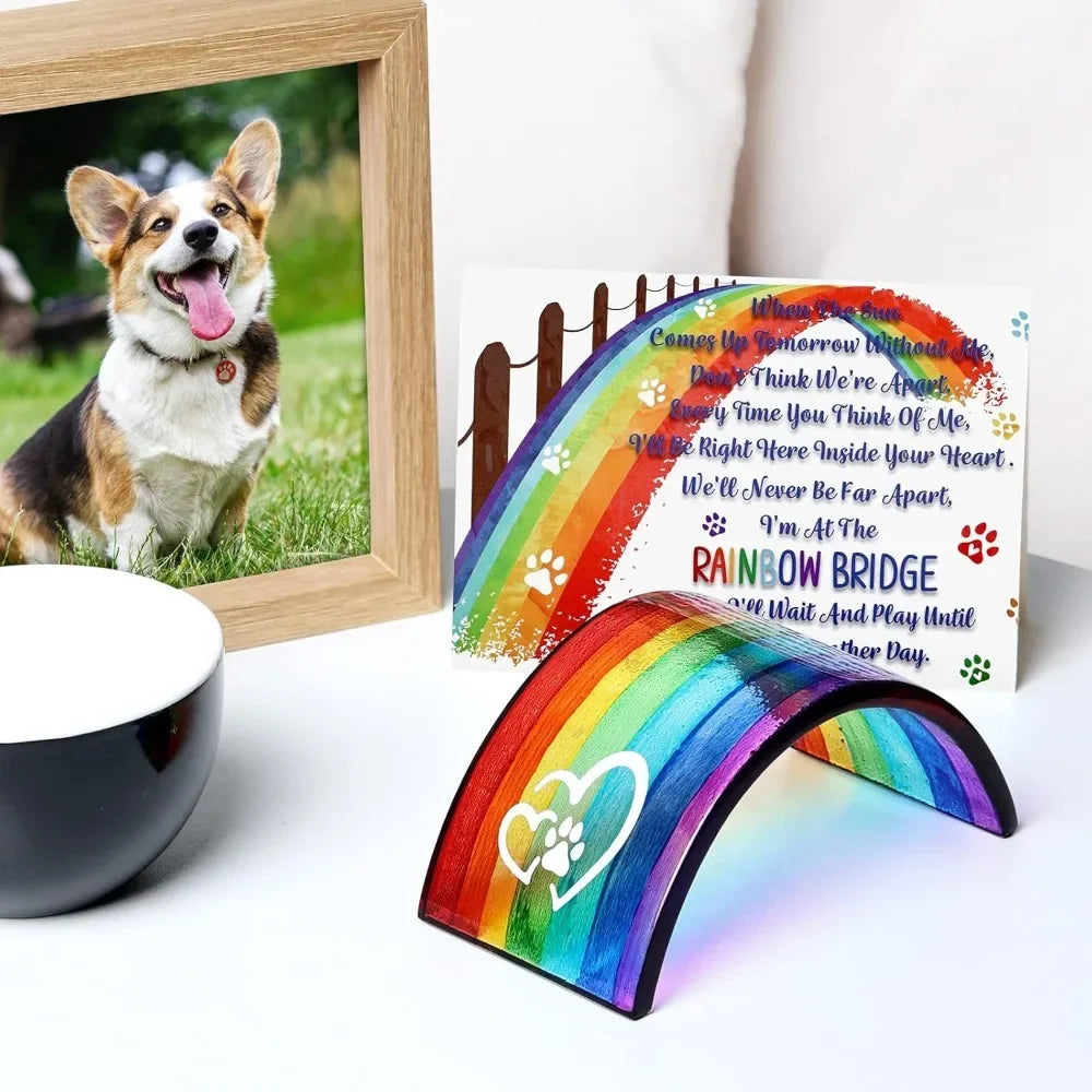Rainbow Bridge Fused Glass Memorial Gift For Pet Loss