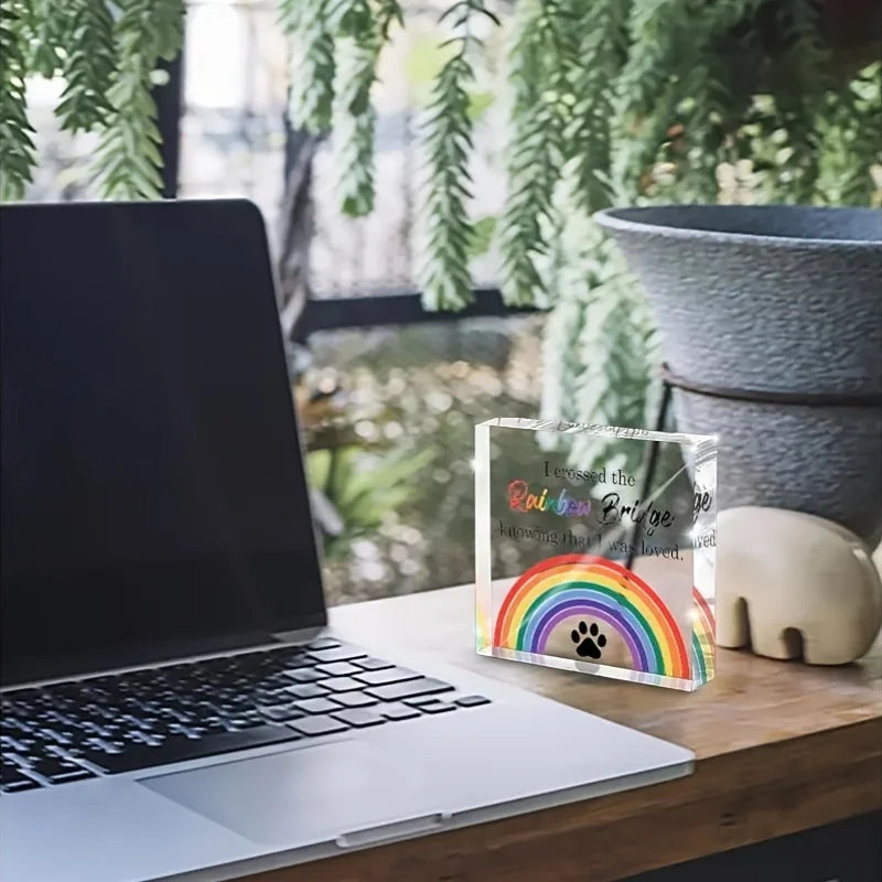 2D Flat Acrylic Pet Memorial Gift Rainbow Bridge Paw Print