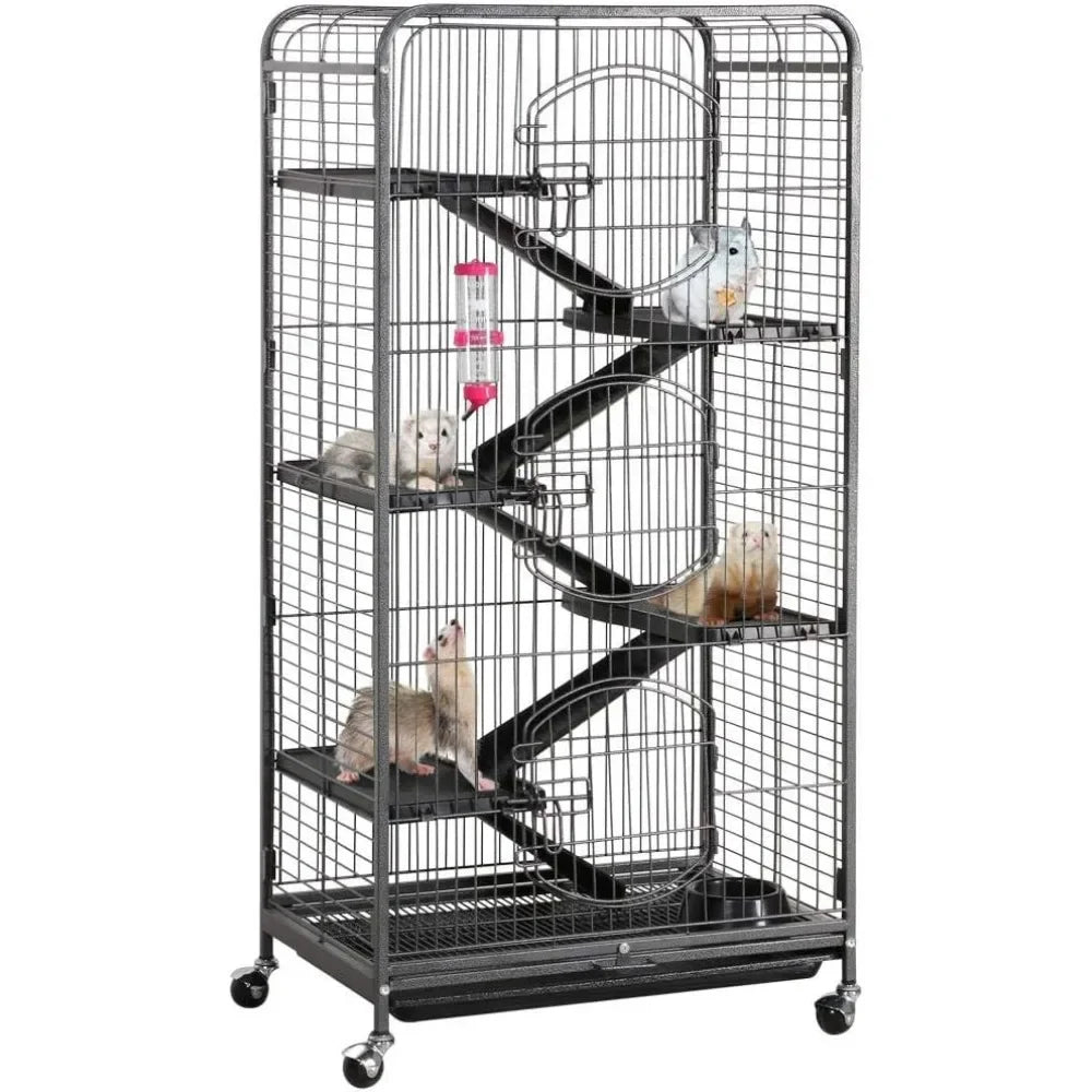 Metal Ferret Cage 6 Levels Front Doors With Wheels