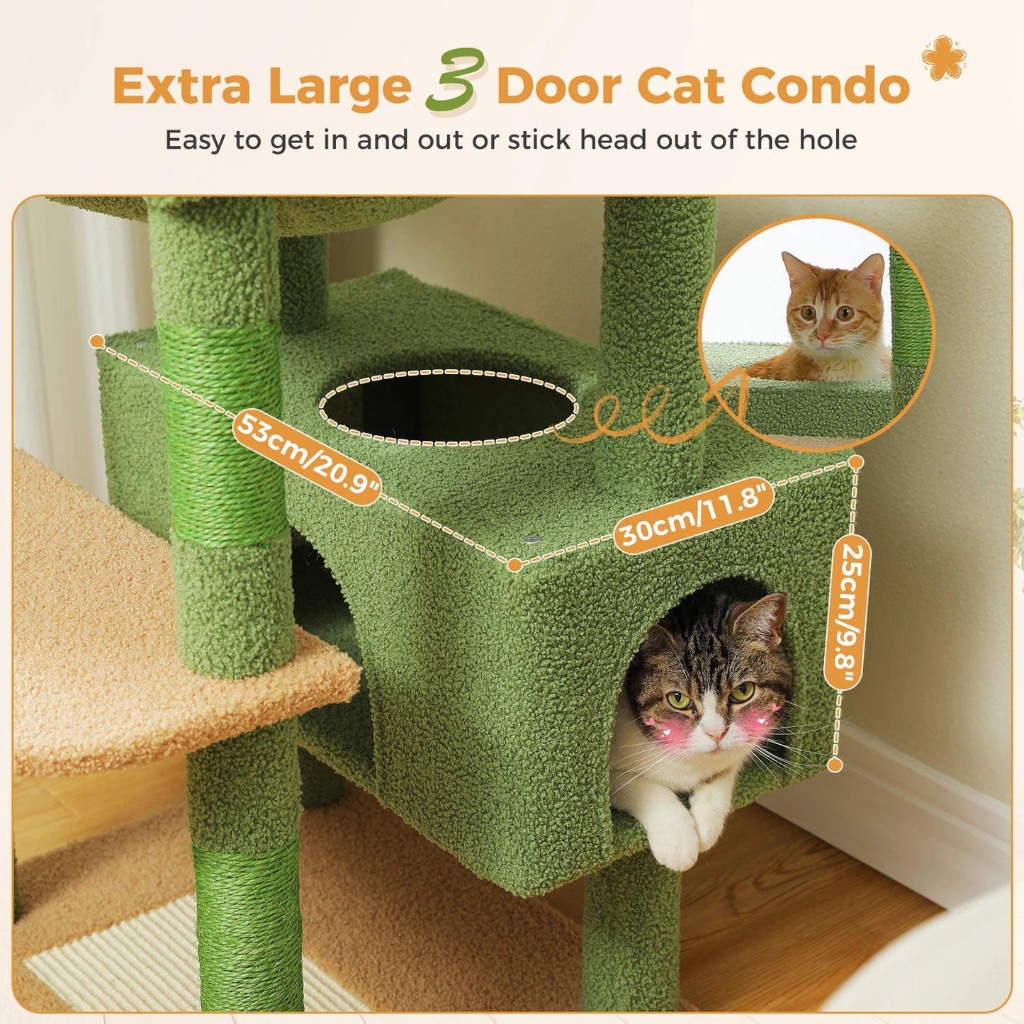 PEQULTI Multi Level Cat Tree Tower Scratching Posts Hammock Condo