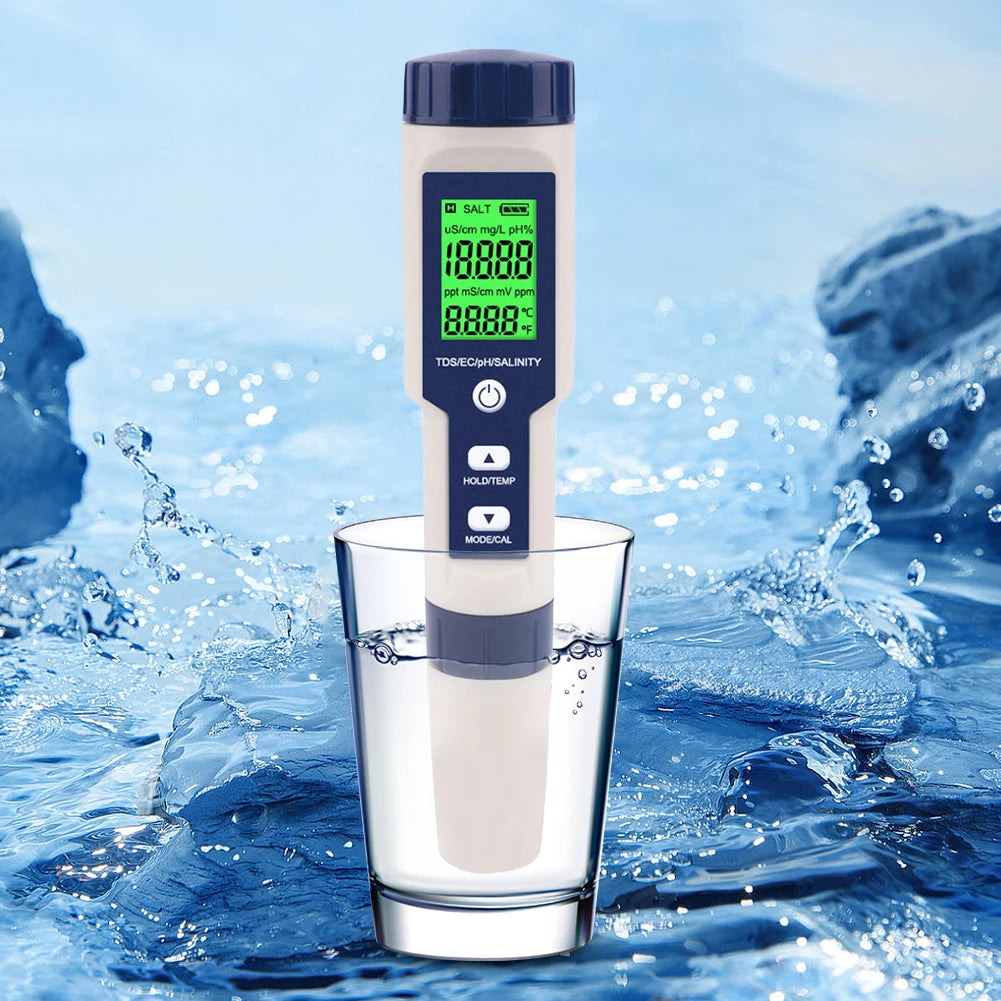 5 In 1 Digital TDS EC PH Salinity Temperature Meter