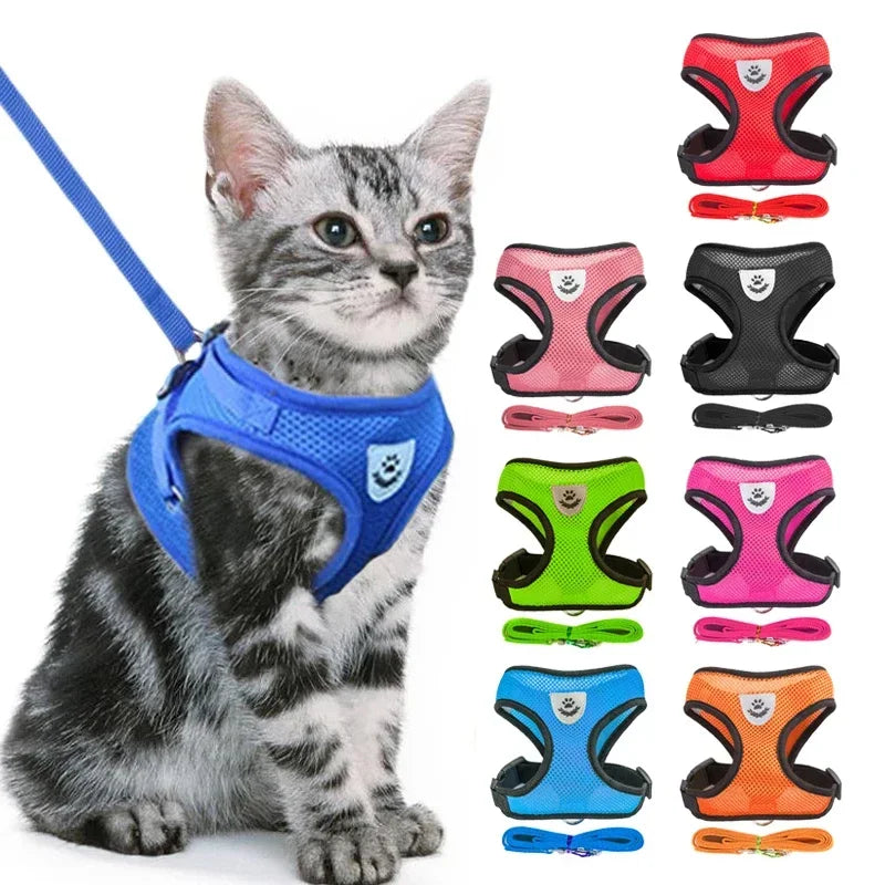 Adjustable Polyester Cat Harness Vest With Leash For Small Pets