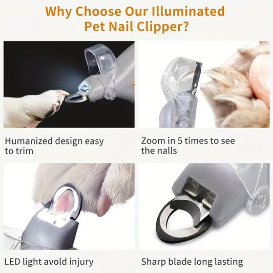 LED Dual-Sided Nail Clippers With 5x Magnification For Pets