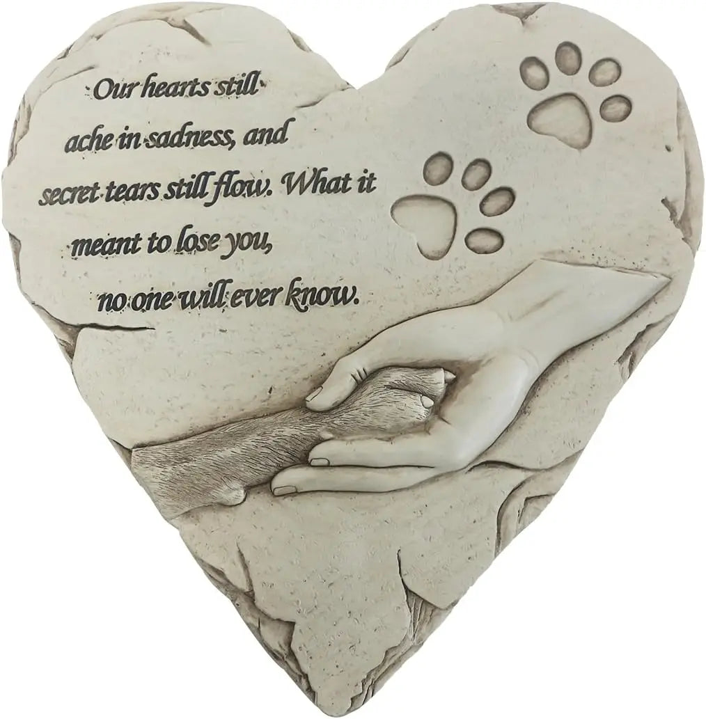 Heart Shaped Pet Memorial Stone for Dogs Garden Grave Marker