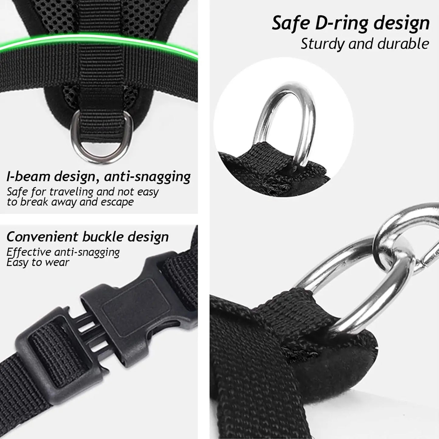 NONECN Cat Chest Harness And Leash Set Summer Mesh Anti Escape Adjustable