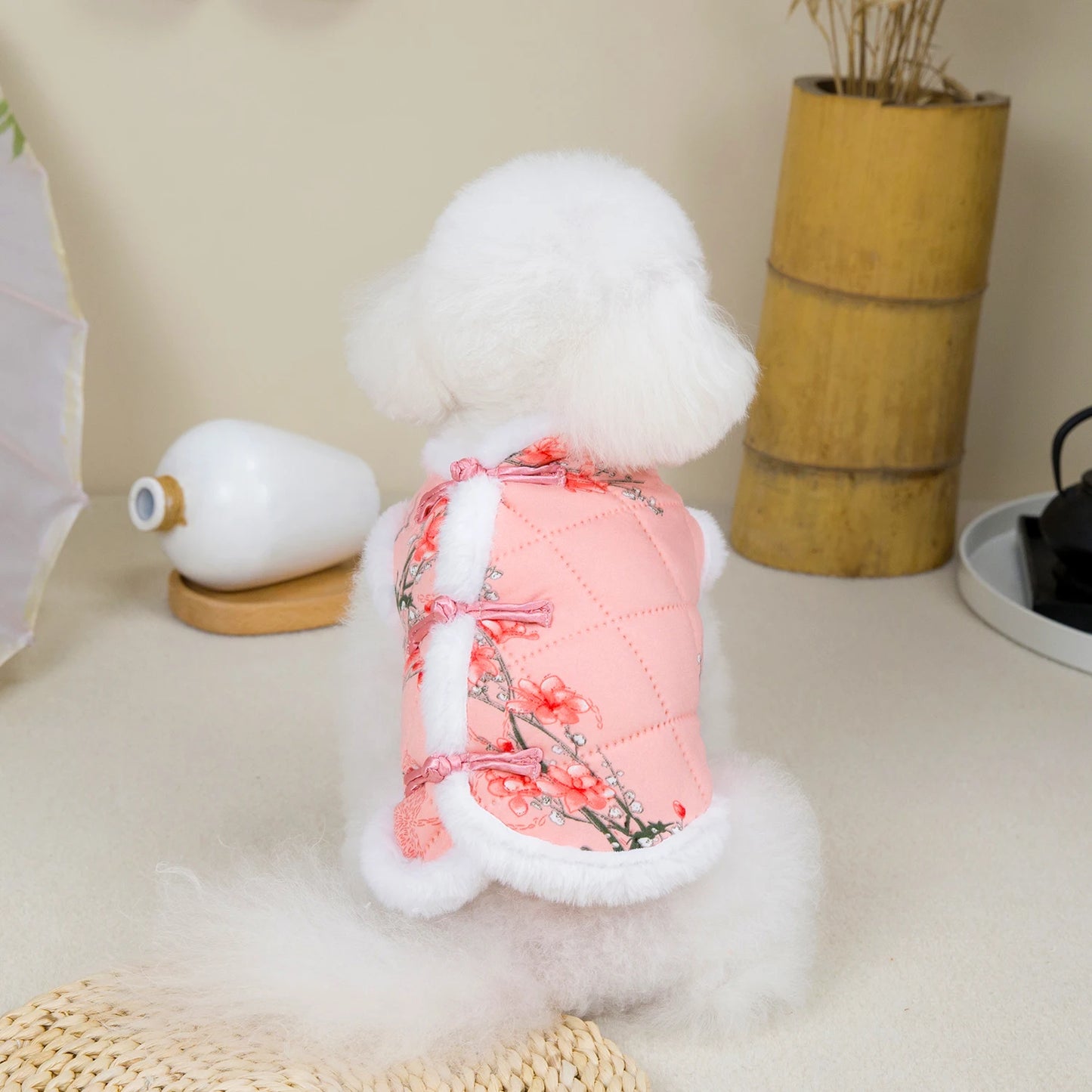 Chinese Style Tang Suit Dog Vest Warm Winter Costume