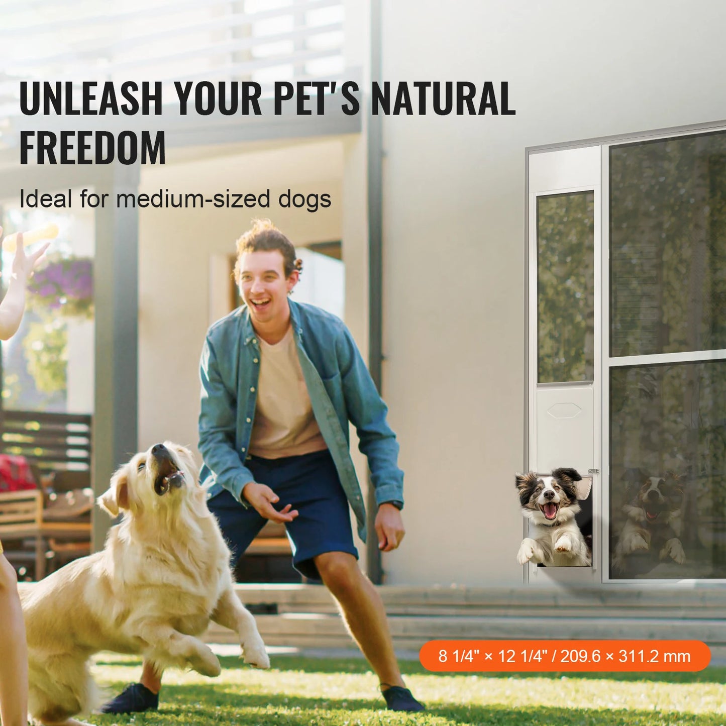 SucceBuy Adjustable Height Dog Door For Sliding Glass Doors Aluminum