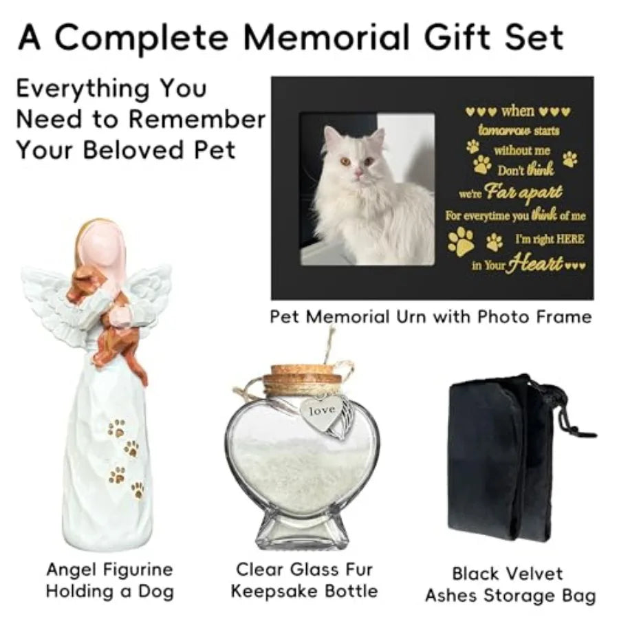 Pet Memorial Wooden Urn With Photo Frame For Dogs And Cats