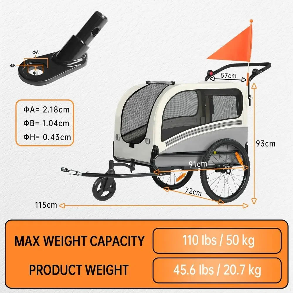 Convertible Dog Bike Trailer Stroller With 110 Lbs Capacity
