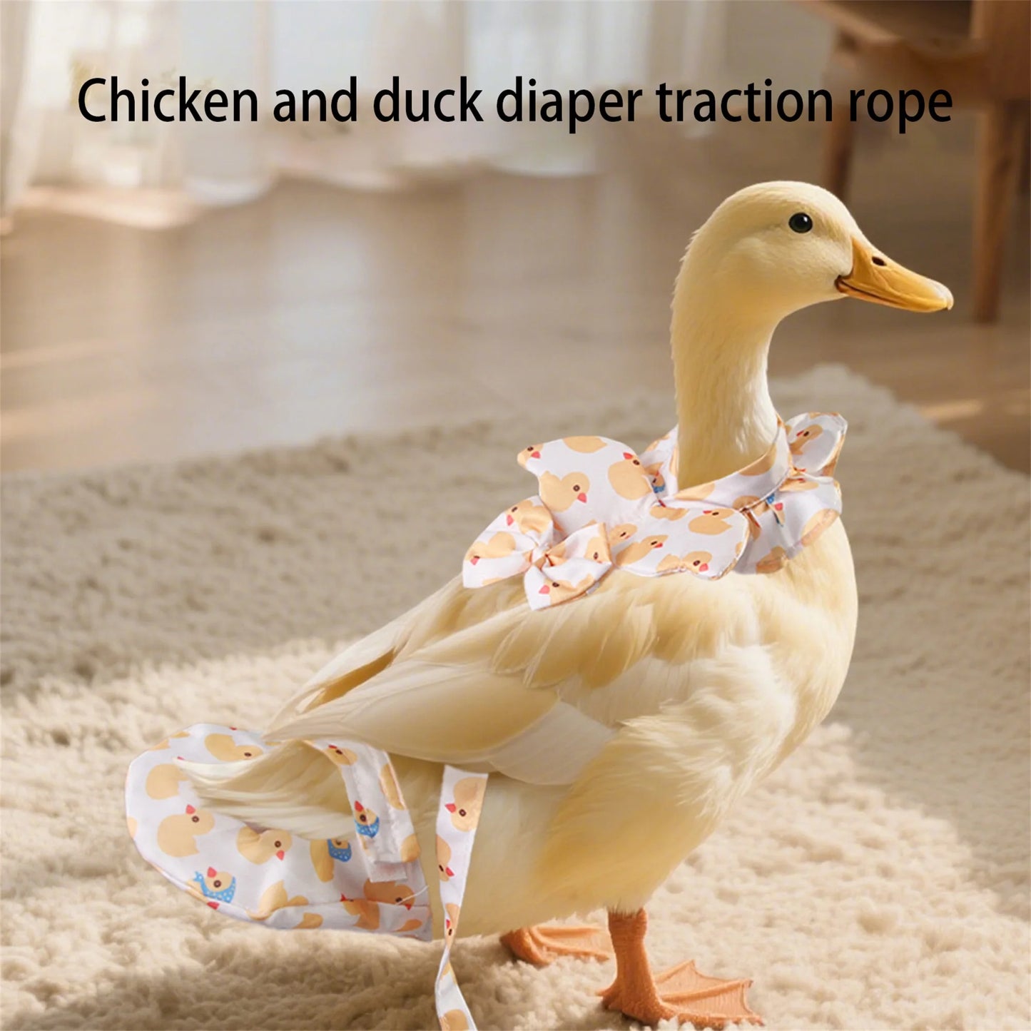 Pet Goose Harness and Diaper Set with Duck Print 2Pcs
