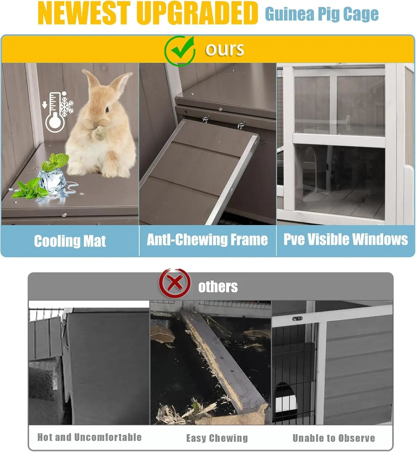 XMSJ Guinea Pig Cage Indoor Wooden Habitat With Stand