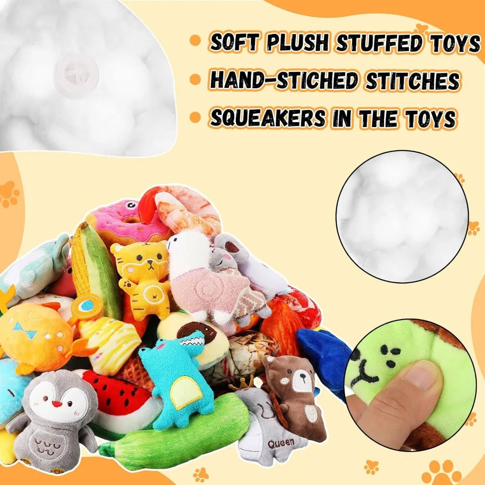 Hign-concerned 120 Pack Squeaky Plush Dog Toys Bulk