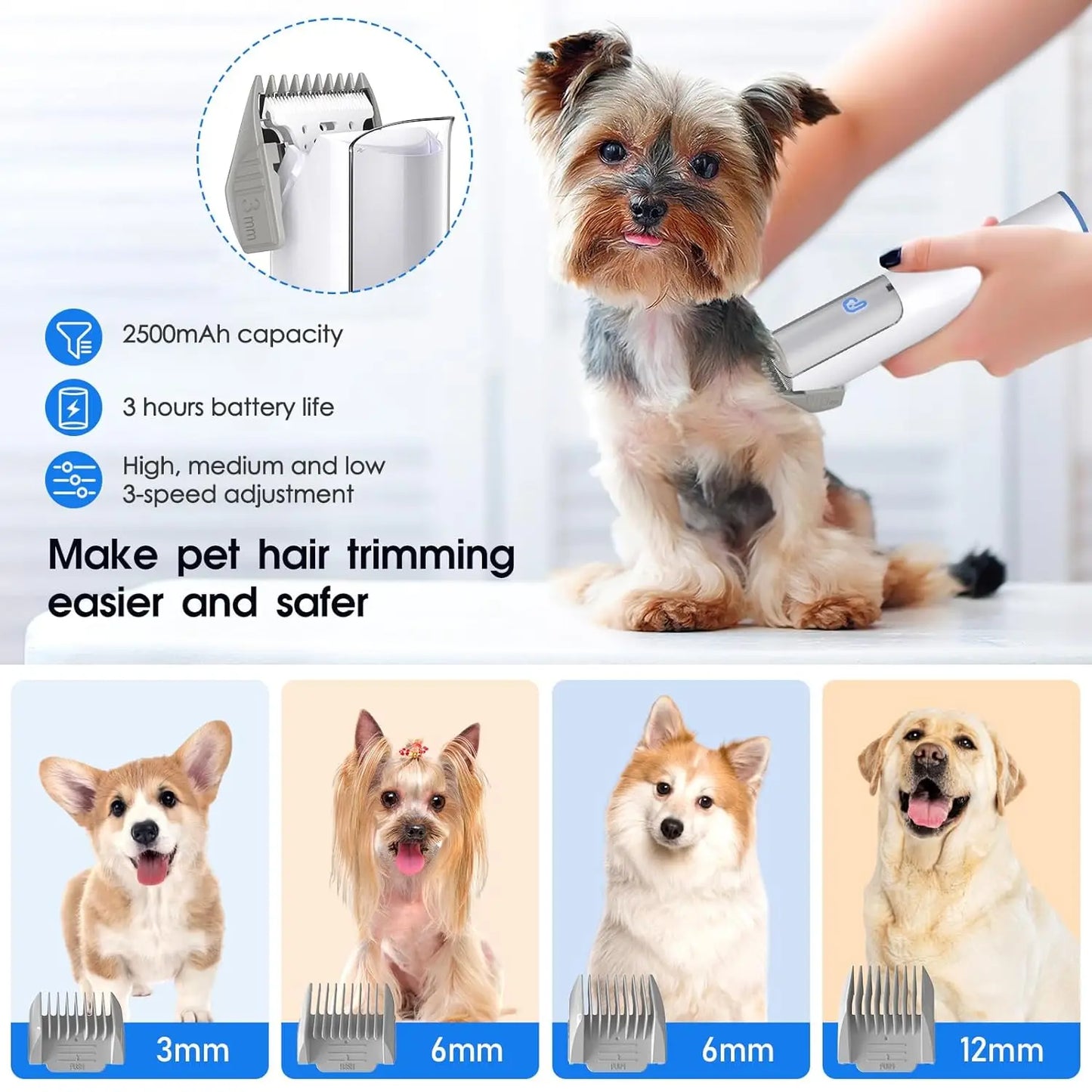 HiMISS Dog Grooming Kit With Vacuum Suction For Pets
