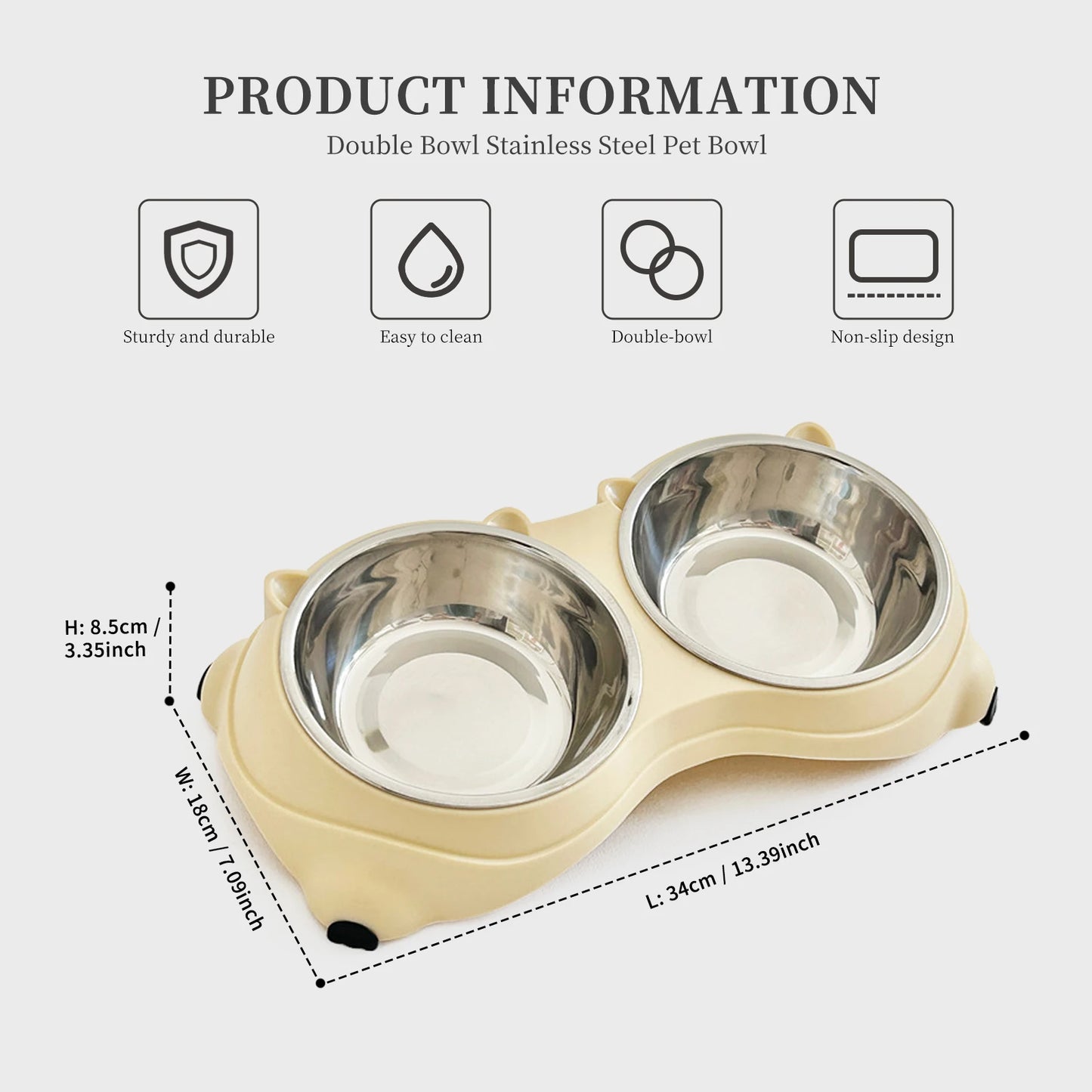 Non Slip Stainless Steel Pet Food Bowl With Detachable Bowls