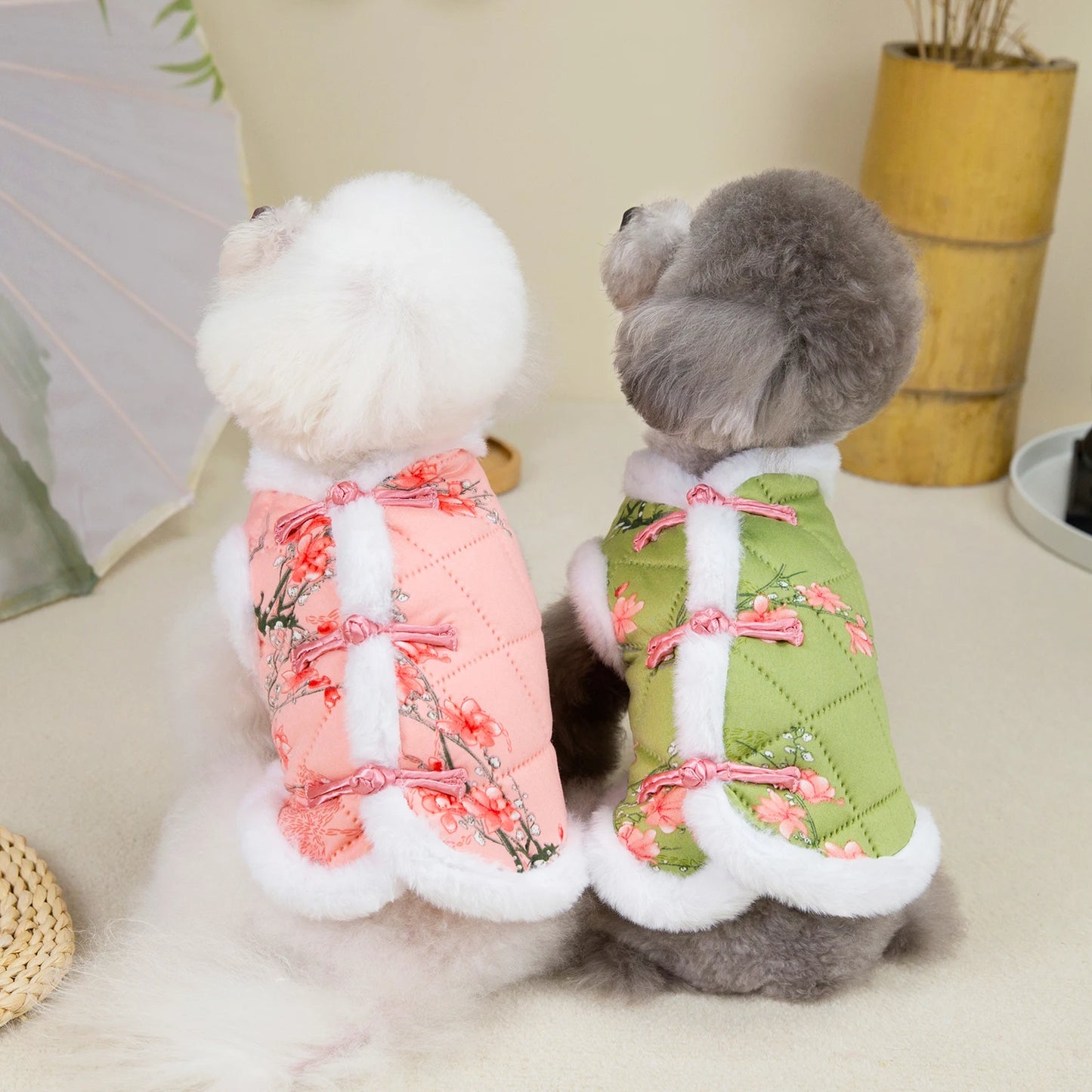 Chinese Style Tang Suit Dog Vest Warm Winter Costume