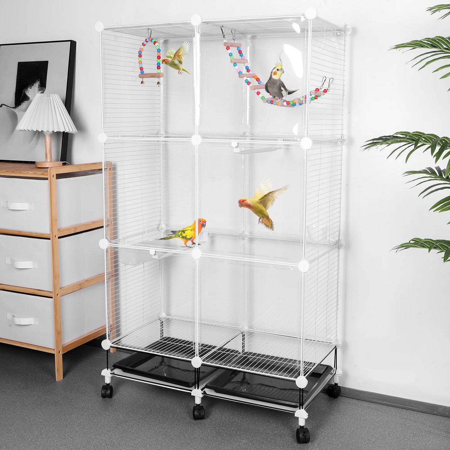Large Bird Cage Multi Level Aviary With Removable Tray Parrot