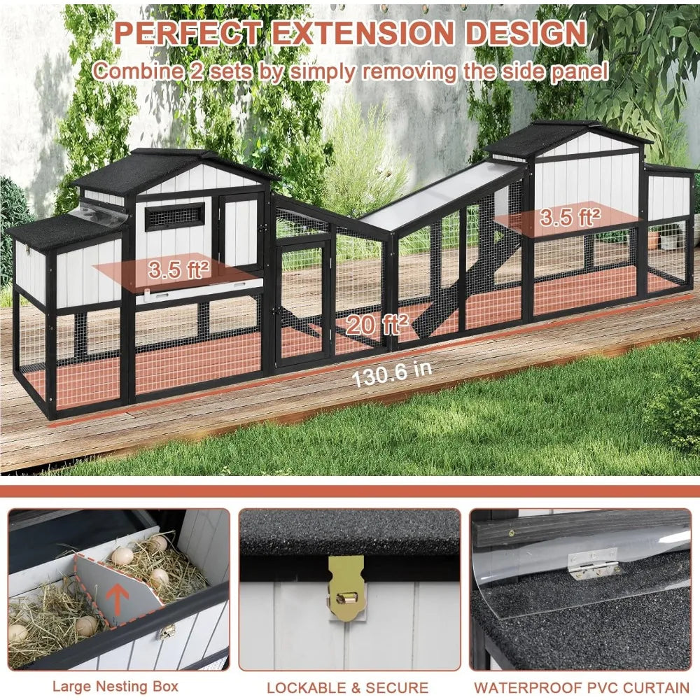 TANGXU Wooden Chicken Coop And Run Nesting Box For 1 To 2 Chickens Backyard