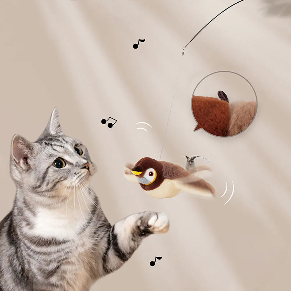 Shunmaii Premium Captivating Sparrow Interactive Cat Toy USB Rechargeable Chirping
