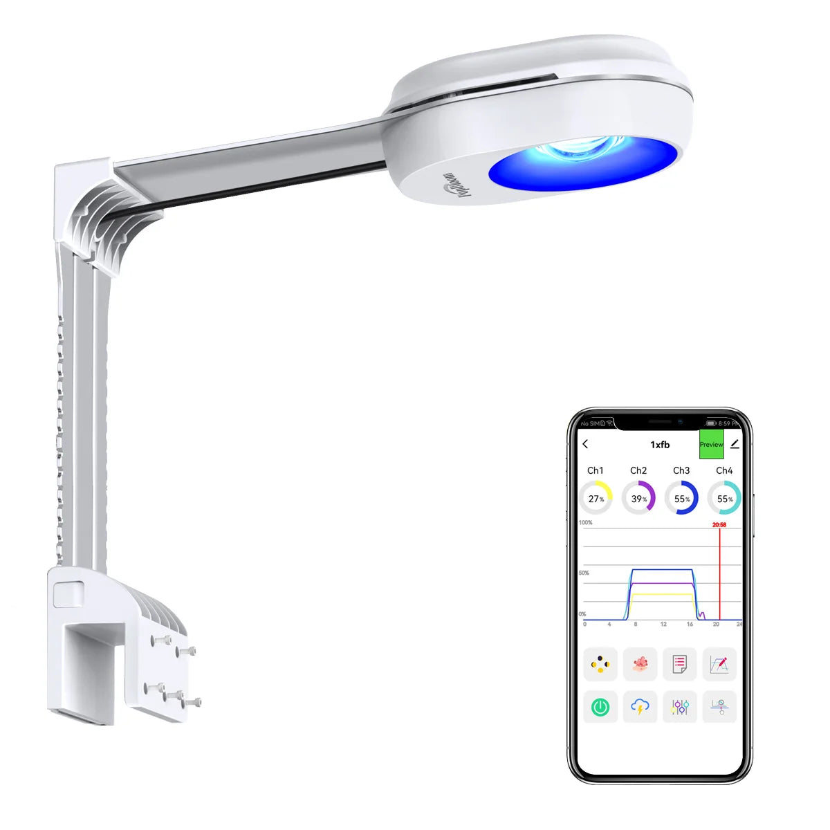 PopBloom RL60 WiFi Full Spectrum Reef Aquarium Light