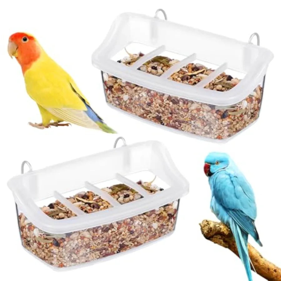 Bird Feeders for Cage Clear Hanging Parrot Parakeet Food Containers