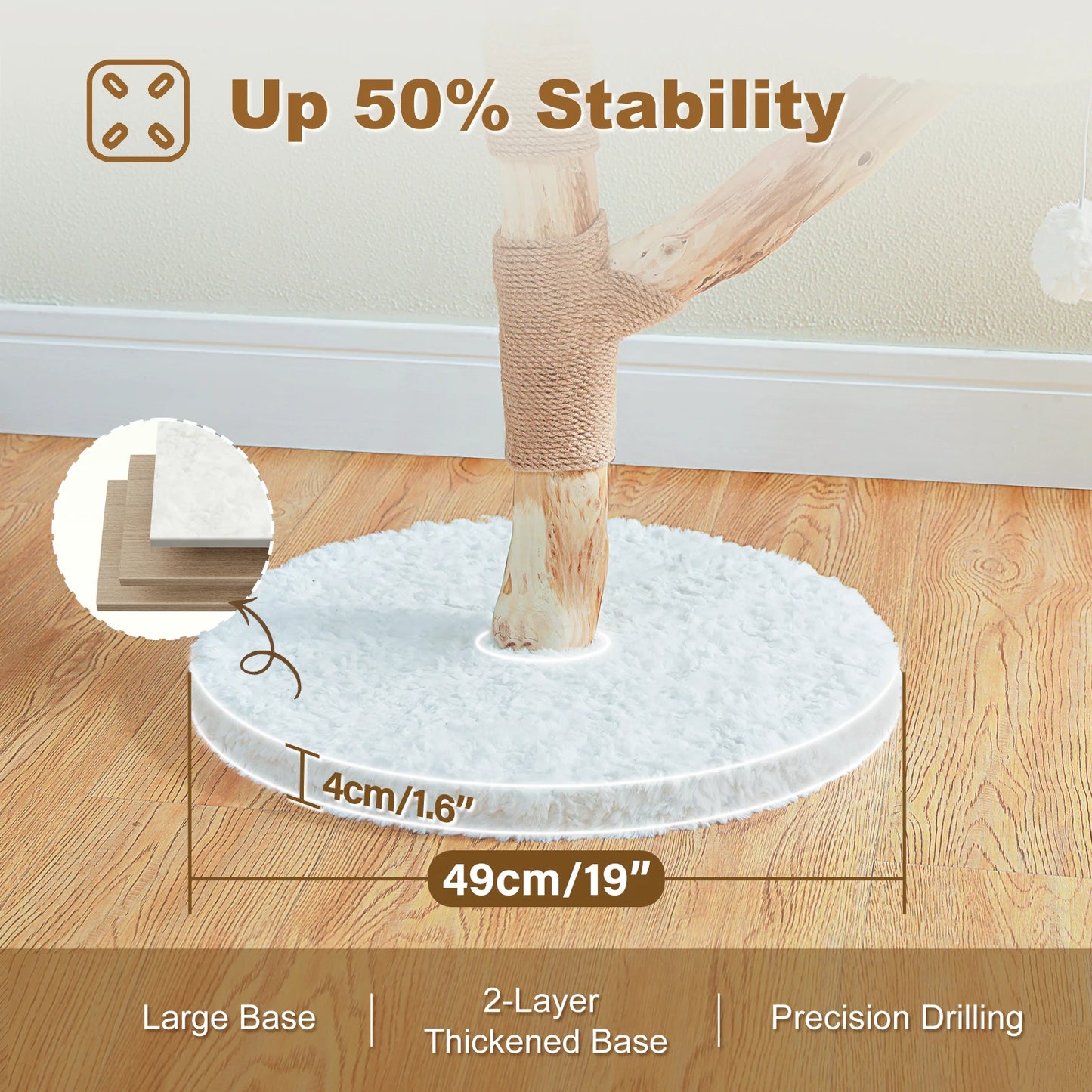 PAWZ Road Wood Cat Tree With Wicker Basket Bed and Sisal Posts