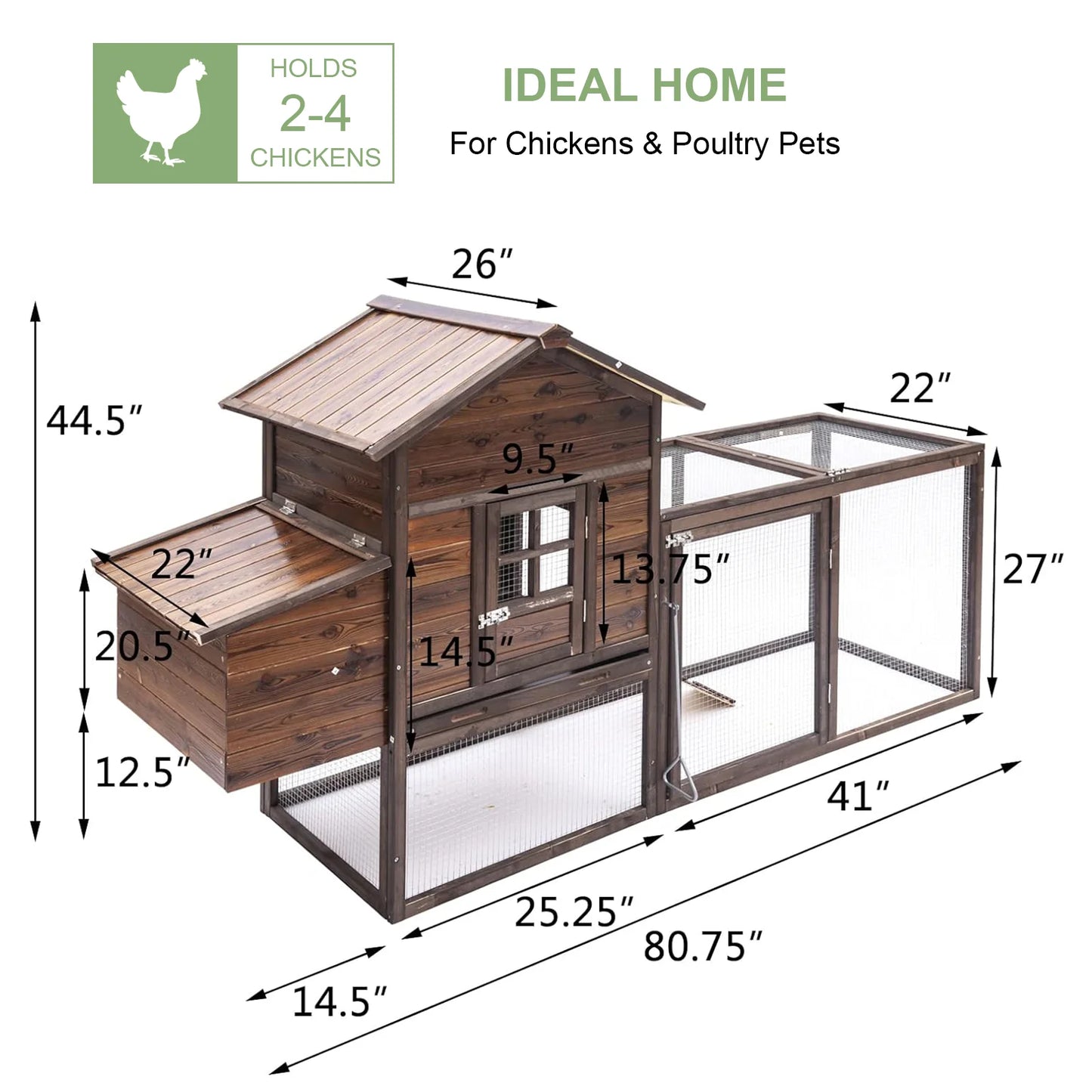 Hign-concerned Chicken Coop For 5 Chickens Nesting Box And Run