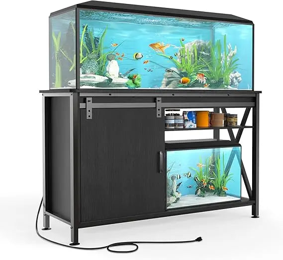 Heavy Duty Metal Aquarium Stand With Sliding Door And Power Outlet