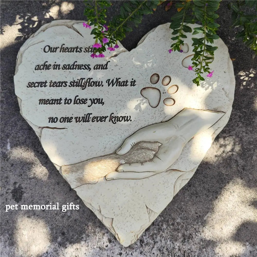 Heart Shaped Pet Memorial Stone for Dogs Garden Grave Marker