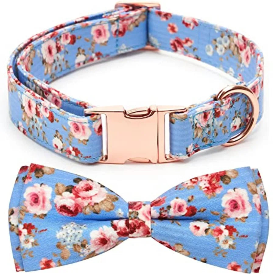 Adjustable Bow Tie Dog Collar With Printed Cute Pattern