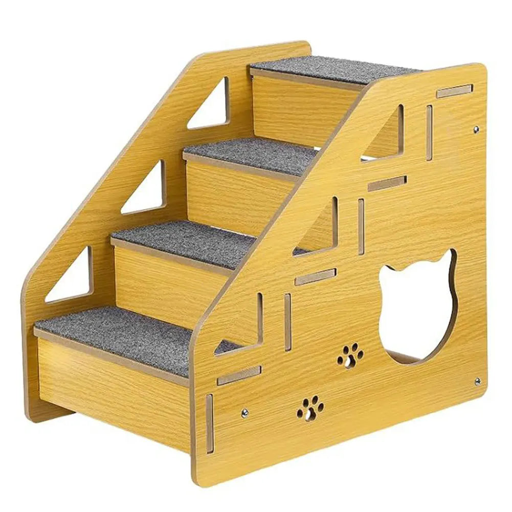 APWIKOGER 4 Step Wooden Pet Stairs Nonslip Carpeted Dog Cat